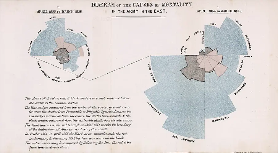 Diagramme « Diagram of the causes of mortality in the army in the East » 1858