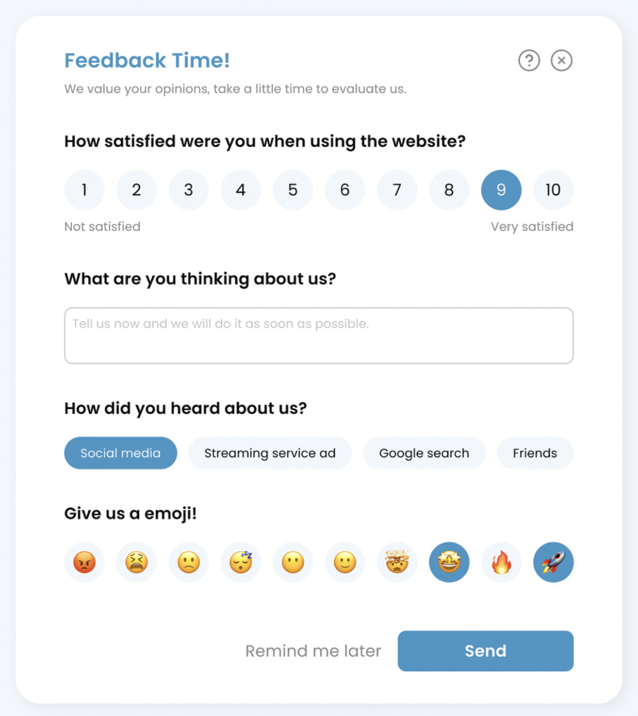 Exemple d'un module de feedback utilisateurs à intégrer sur un produit