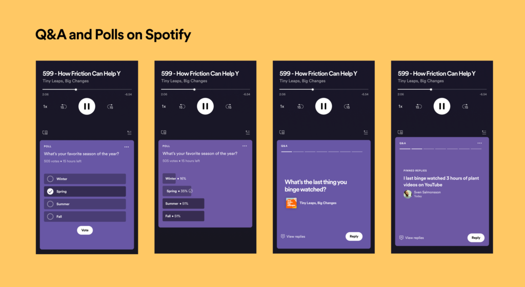 La fonctionnalité de sondages de Spotify, un exemple de gamification